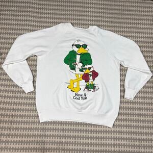 Vintage 1990 Lee Free Style Have A Cool Yule Christmas Duck Sweatshirt White XL